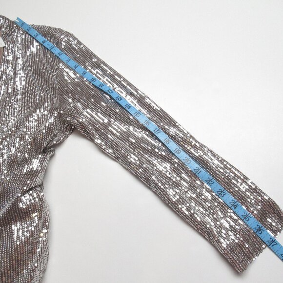 NWOT Anthropologie Mare Mare Sequin Duster Taupe Silver M - Picture 8 of 10